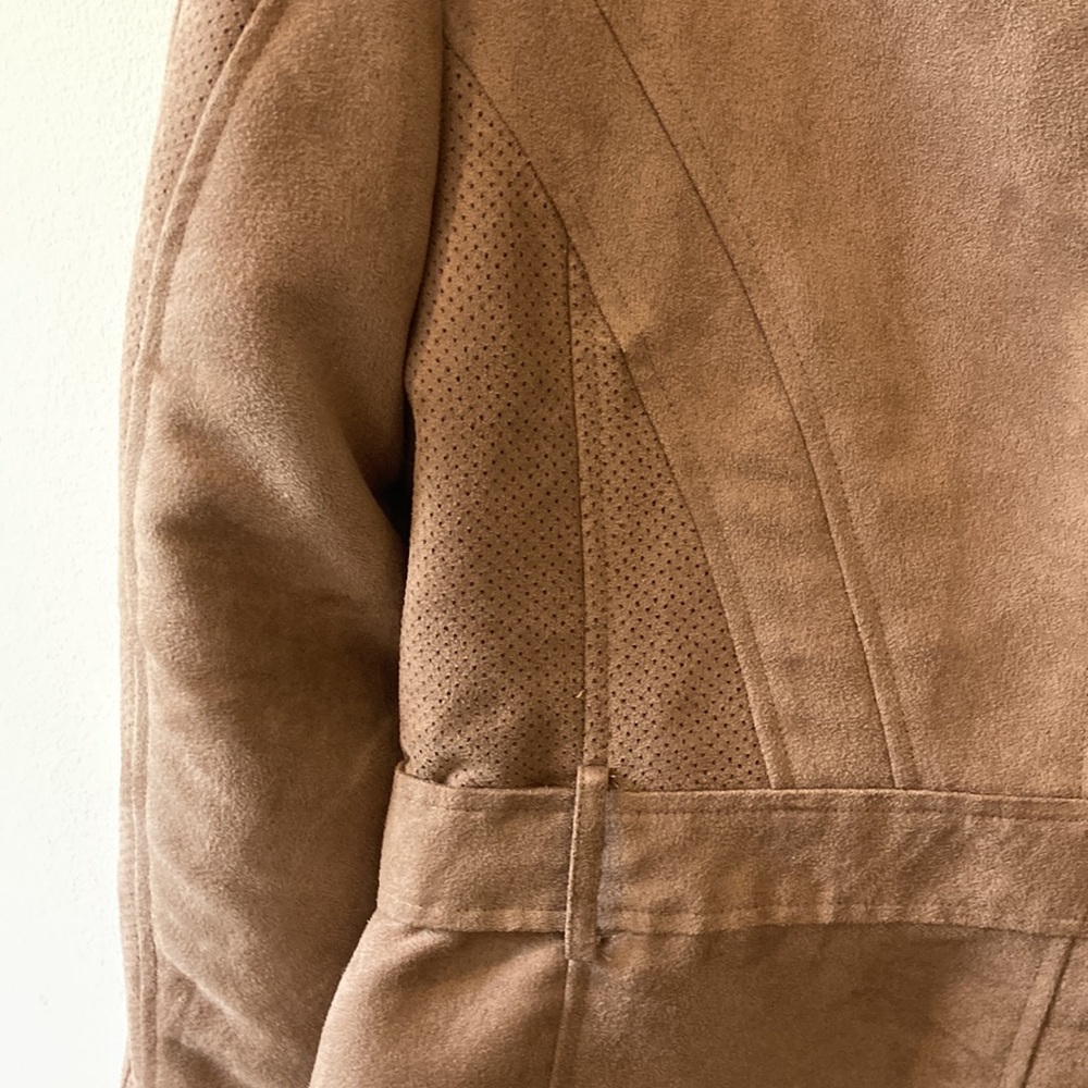 Chico’s light brown faux suede Kinsley jacket moto size medium / 8 / 1 - Picture 8 of 13